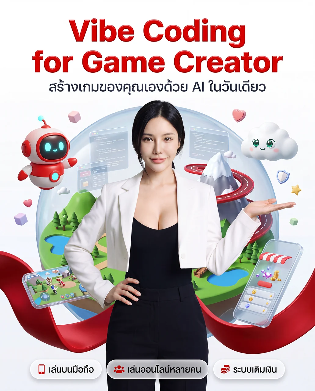 โปสเตอร์คอร์ส Vibe Coding for Game Creator